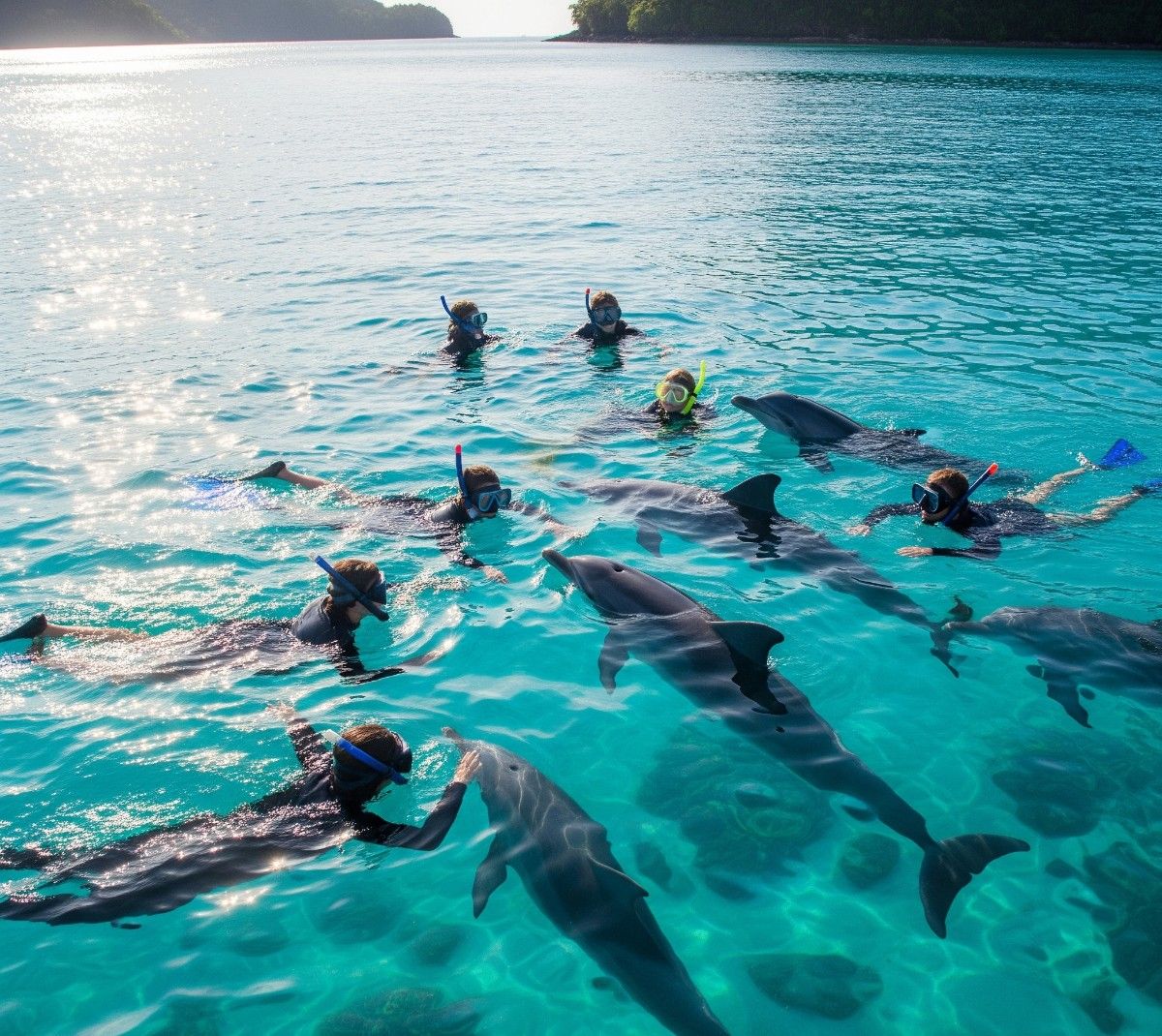 Swimming with dolphins